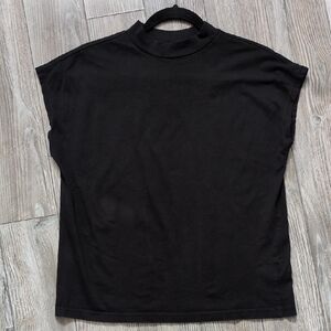 WEEKDAY Black Sleeveless Mock-Neck Cotton Tank XS